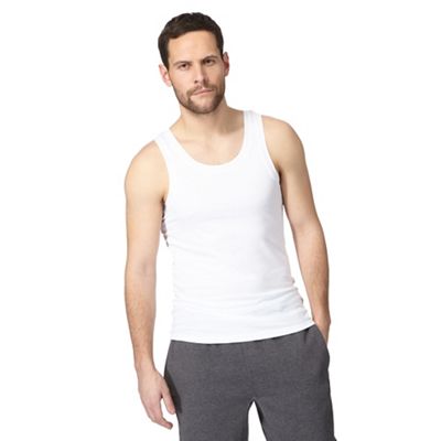 Big and tall pack of two white vest tops